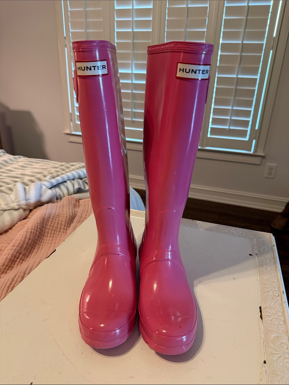 Hunter Tall Gloss Pink Rain Boots